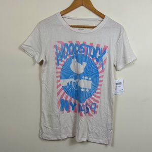 Dreamer	Shirt White Woodstock Blue and Pink NWT size Med